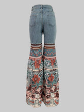 Load image into Gallery viewer, Flared Pants Floral Printed High-Waisted Pockets Jeans
