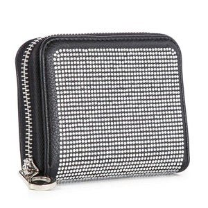 Rhinestone Design Petite Zip Around Wallet
