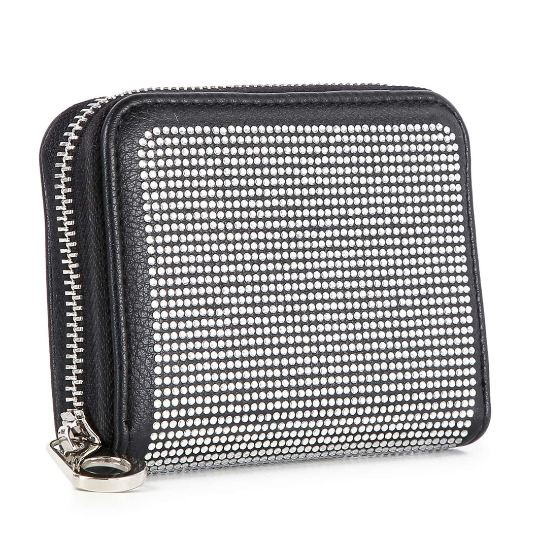 Rhinestone Design Petite Zip Around Wallet