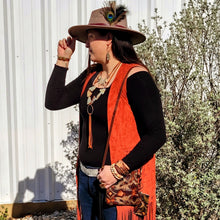 Load image into Gallery viewer, Aqua Terra Slab Necklace with Copper Hoop and Fringe Tassel 240r-1
