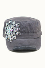 Load image into Gallery viewer, Sunflower Bejeweled Glitz Cadet Cap, Adjustable
