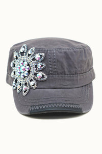 Sunflower Bejeweled Glitz Cadet Cap, Adjustable