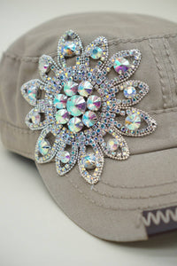 Sunflower Bejeweled Glitz Cadet Cap, Adjustable
