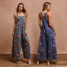 Load image into Gallery viewer, Ashton Floral Print Denim Sleeveless Jumpsuit
