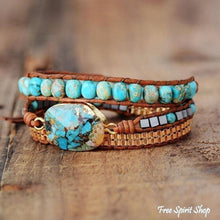 Load image into Gallery viewer, Handmade Turquoise Howlite Wrap Bracelet
