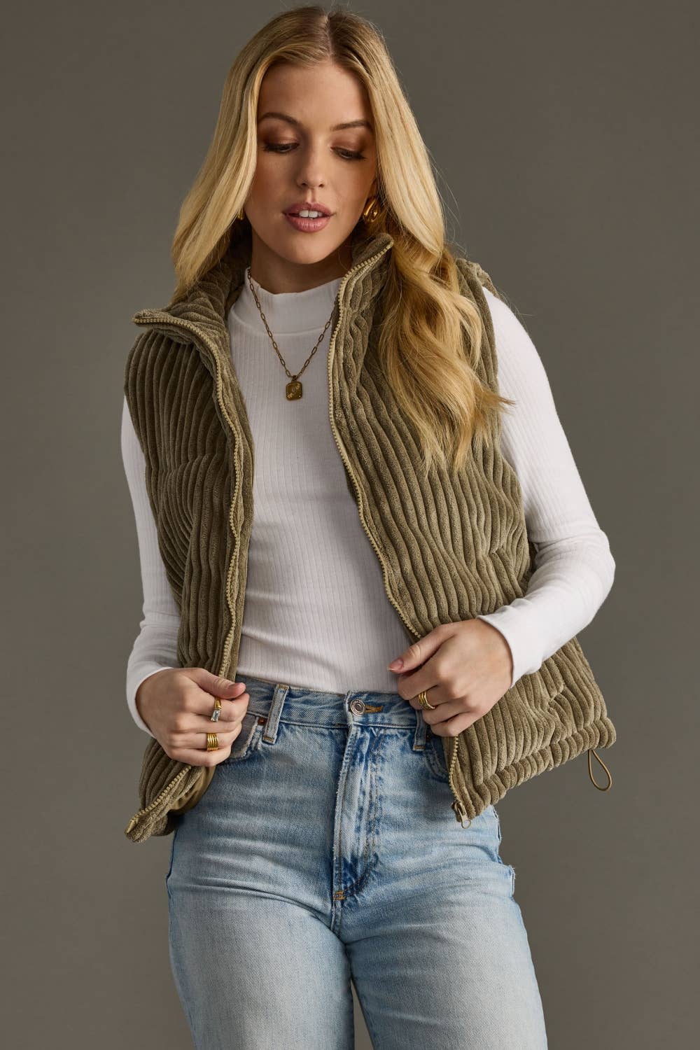 Olive Corduroy Vest