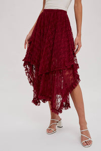 Aria Lace Tiered Midi Skirt