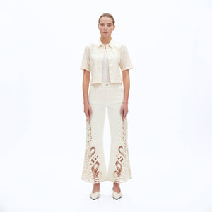 Bayeas High Rise Lace Wide Leg Jeans