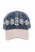 Load image into Gallery viewer, Floral Vine Bejeweled Glitz Two-Toned Cap, Adjustable
