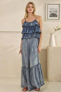 Ellie Washed Ruffle Top Tencel Romper