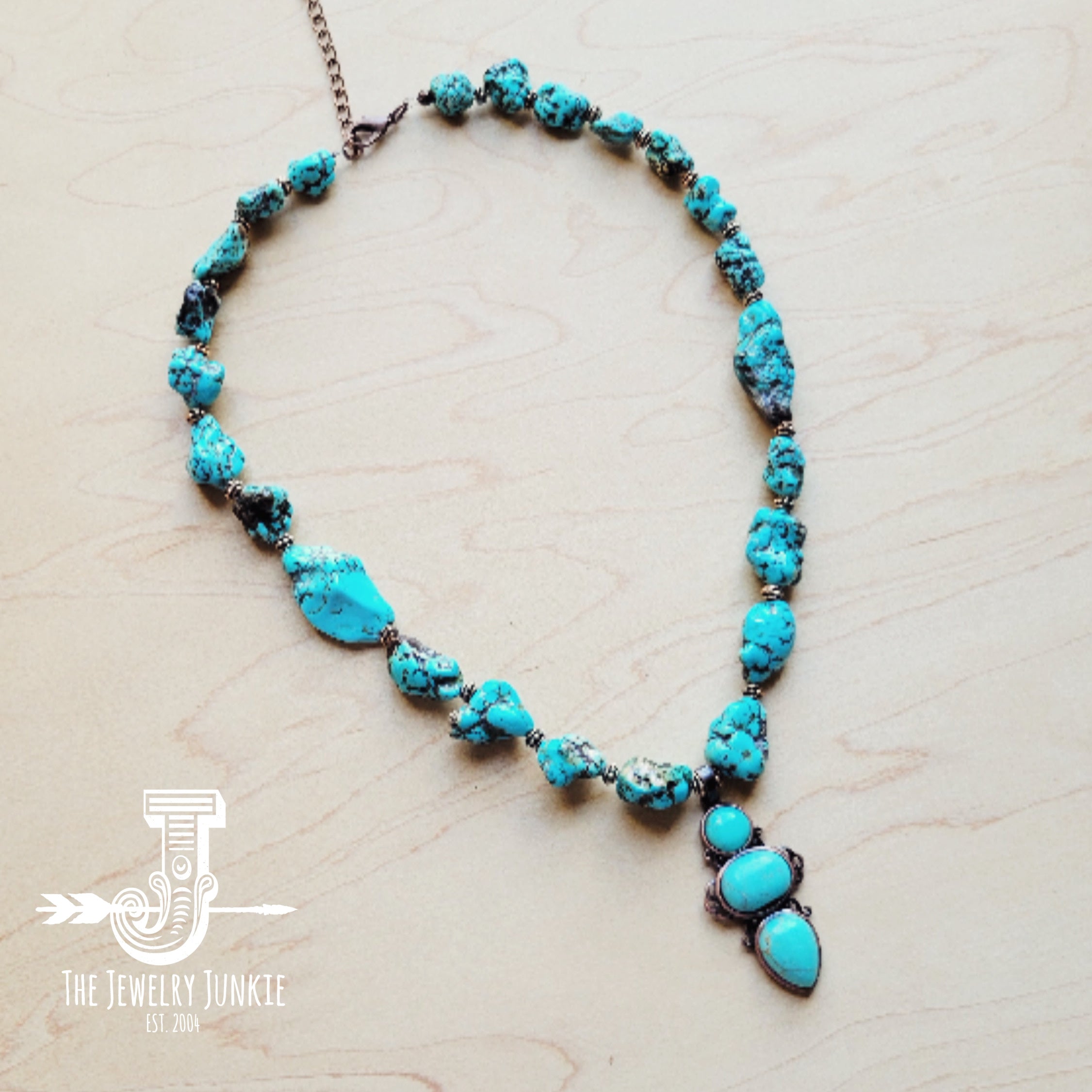 Blue Turquoise Necklace and copper w/ Turquoise Pendant 259L-1
