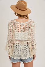 Load image into Gallery viewer, Donna Crochet Sheer Bell-Sleeve Pullover
