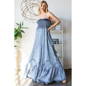 Elaina Washed Smock Ruffle Hem Tencel Jumsuit
