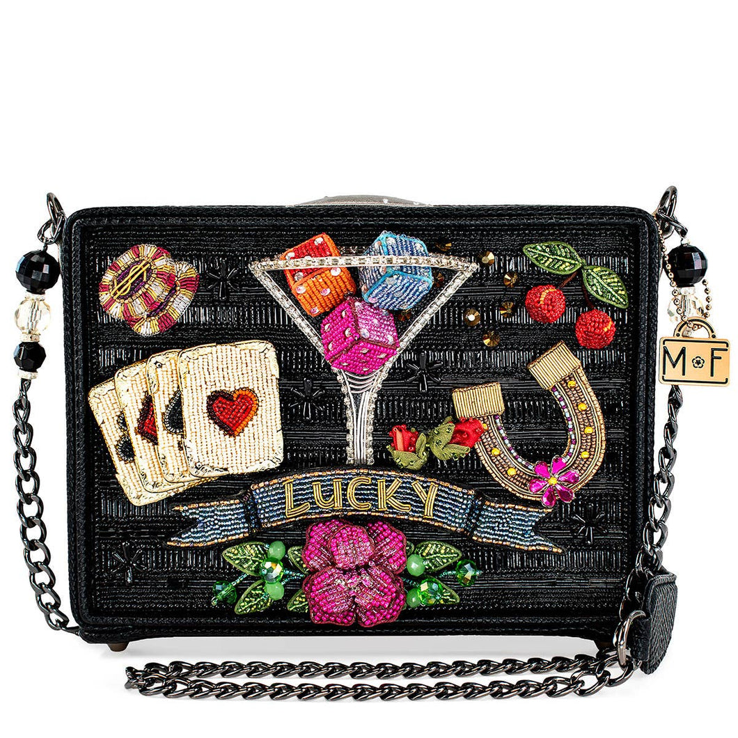 Lady Luck Beaded Gambling Casino Themed Crossbody Handbag