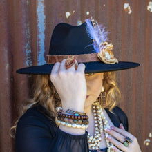 Load image into Gallery viewer, White Chunky Turquoise Beaded Bracelet on Copper Feather
