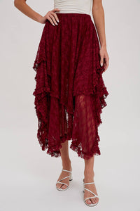 Aria Lace Tiered Midi Skirt