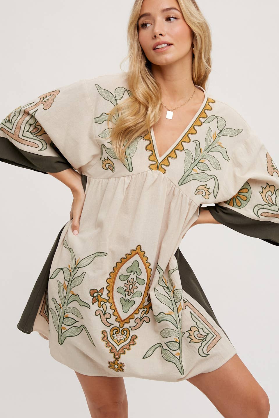 Margot Embroidered Babydoll Dress