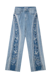 Bayeas High Rise Floral Embellished Jeans
