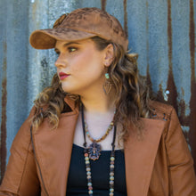 Load image into Gallery viewer, Copper Arrow Earrings w/ Genuine Aqua Terra Beads
