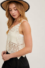 Load image into Gallery viewer, Trista Crochet Lace Tank in Natural
