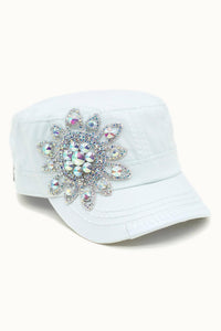 Sunflower Bejeweled Glitz Cadet Cap, Adjustable