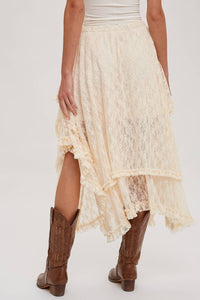 Aria Lace Tiered Midi Skirt