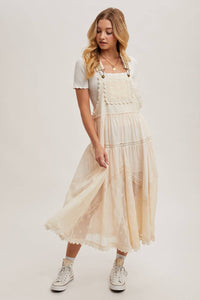 Millie Lace Embroidered Tulle Bib Maxi Dress