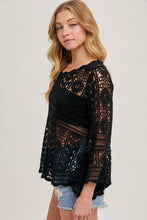 Load image into Gallery viewer, Donna Crochet Sheer Bell-Sleeve Pullover
