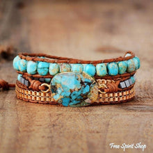 Load image into Gallery viewer, Handmade Turquoise Howlite Wrap Bracelet
