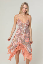 Load image into Gallery viewer, H4466-W909 SPAGHETTI STRAP VNECK LACE TRIM MIDI DRESS
