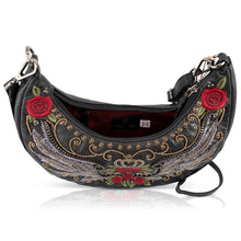 Load image into Gallery viewer, Wings &amp; Roses Black Beaded and Embroidered Handbag

