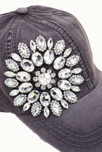Load image into Gallery viewer, Sunflower Bejeweled Glitz Distressed Cap, Adjustable
