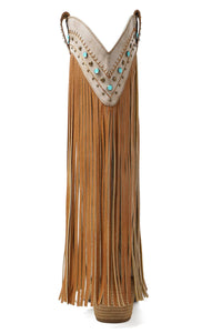 Adela Fringe Cowgirl Boots with Rhinestone Accents
