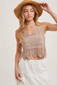 Trista Crochet Lace Tank in Natural