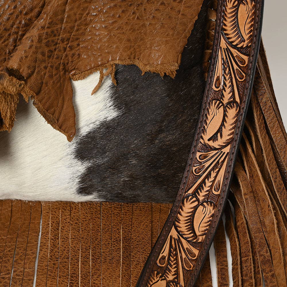 American Darling Hair-On Hide Fringe Leather Crossbody Bag