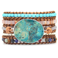 Load image into Gallery viewer, Silver Ocean Jasper Leather Wrap Bracelet
