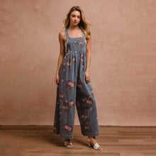 Load image into Gallery viewer, Ashton Floral Print Denim Sleeveless Jumpsuit
