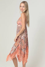 Load image into Gallery viewer, H4466-W909 SPAGHETTI STRAP VNECK LACE TRIM MIDI DRESS
