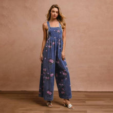 Load image into Gallery viewer, Ashton Floral Print Denim Sleeveless Jumpsuit
