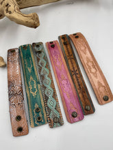 Load image into Gallery viewer, Hand Tooled Leather Cuff Bracelet
