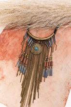 Load image into Gallery viewer, Antique Gold Turquoise Fringe Necklace
