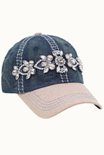 Load image into Gallery viewer, Floral Vine Bejeweled Glitz Two-Toned Cap, Adjustable
