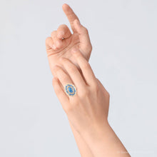 Load image into Gallery viewer, Tulum Blue Turquoise Golden Cross Ring
