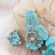 Load image into Gallery viewer, Celestial Blue Turquoise Golden Drop Necklace

