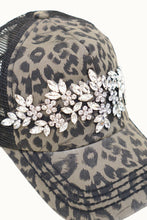 Load image into Gallery viewer, Floral Vine Bejeweled Glitz Animal Print Trucker Cap, Adj
