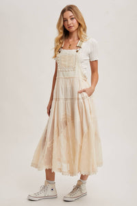Millie Lace Embroidered Tulle Bib Maxi Dress