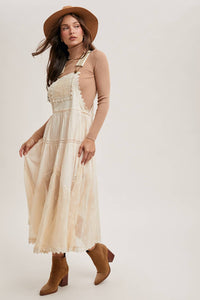 Millie Lace Embroidered Tulle Bib Maxi Dress
