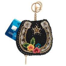 Load image into Gallery viewer, Good Luck Beaded Horse Shoe Coin Purse/Key Fob
