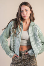 Load image into Gallery viewer, Halsey Graphic Knit Sweater Zip Up Cardigan
