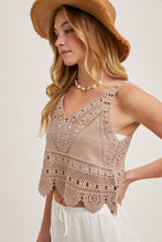 Load image into Gallery viewer, Trista Crochet Lace Tank in Natural
